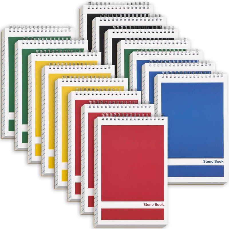 LABUK 15 Pack Steno Pads 6x9 Inches 80 Sheets Spiral Steno Notebooks Gregg Rule, Pocket Notebooks Colorful Covers with Top Spiral Pads for School, University, College, Work, Office - Image 1
